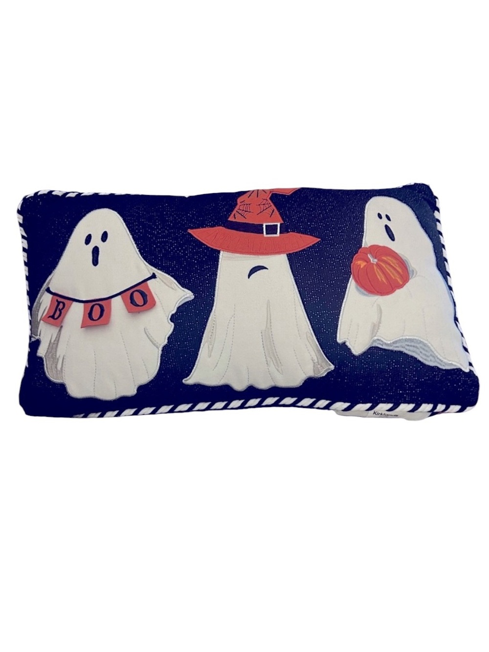 NWT LG Halloween Accent Pillow Ghosts Pumpkins 🎃 Black White Removable Cover